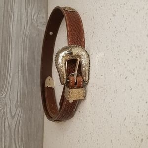 Nadim Brown Leather Basket Stamped with Texas Star Belt